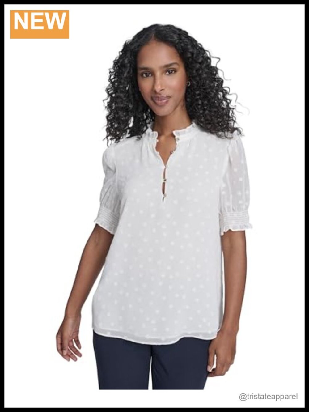 Women's Puff Sleeve Blouse: Peasant Top, V-Neck, Short Sleeve, Lightweight